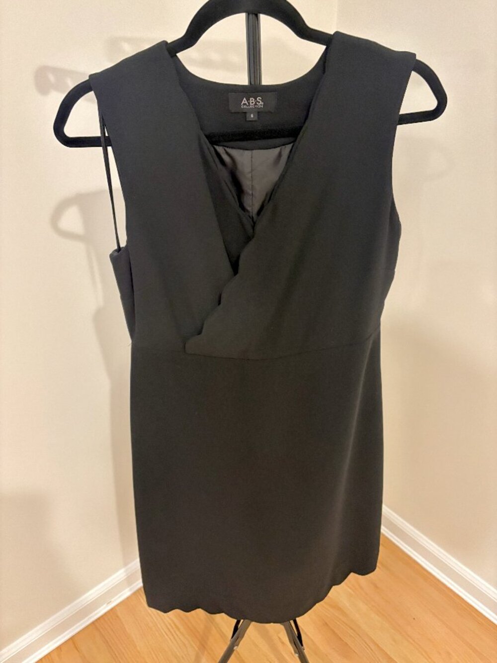 🖤✨ABS Collection by Allen Schwartz Black Faux-Wrap V-Neck Cocktail Dress-Size 6